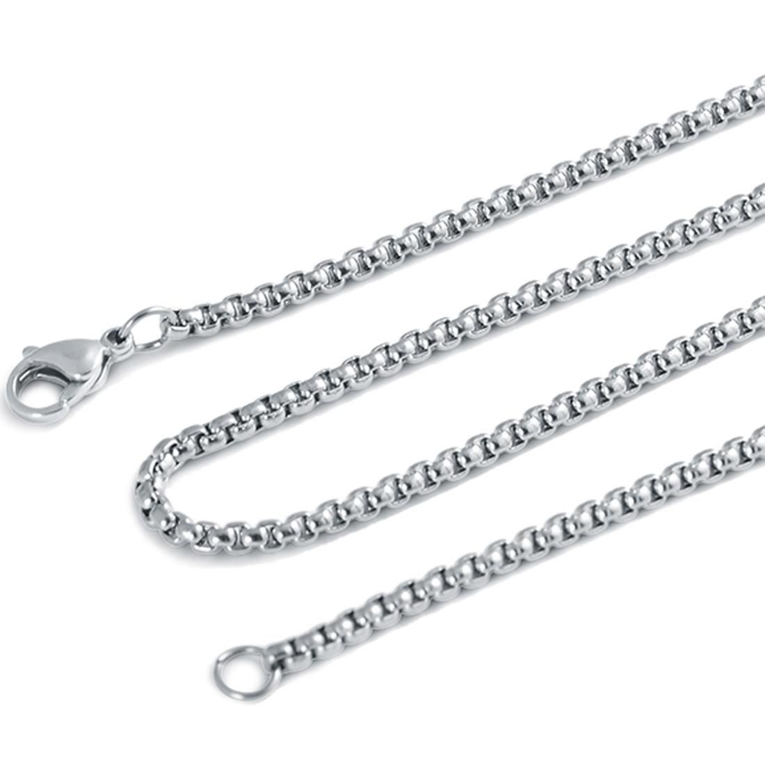 Mens Jewelry Hip Hop Punk 2.5mm Stainless Steel Choker Link Chain Necklace, Length: 45cm / 18 inch