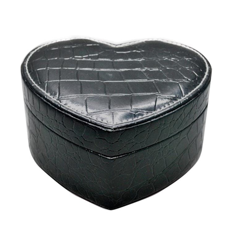 Two-layer Heart Shape Small Jewelry Box Synthetic Leather Rings and Earrings Mirrored Travel Storage Case (Purplish Red)