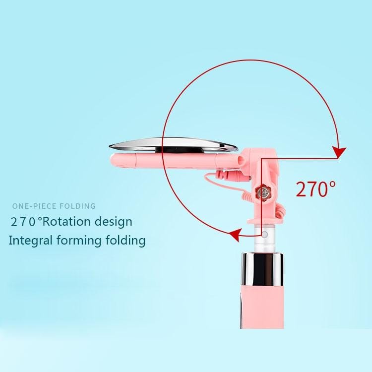 JOYROOM ZB09 Aluminium Alloy Wired Controlled Selfie Stick Monopod Extendable Handheld Holder with Mirror, Length: 76cm, for iPhone, Samsung, HTC, LG, Sony, Huawei, Lenovo, Xiaomi and other Smartphones (Pink)