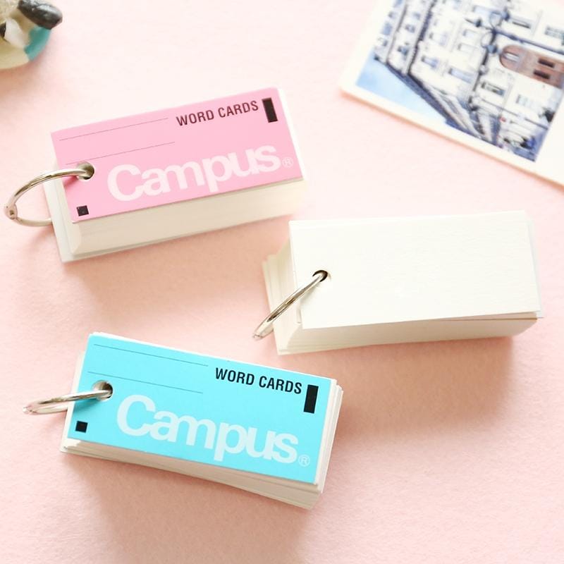 Portable Campus Words Cards Mini Blank Memo Simple Notebook (Blue)