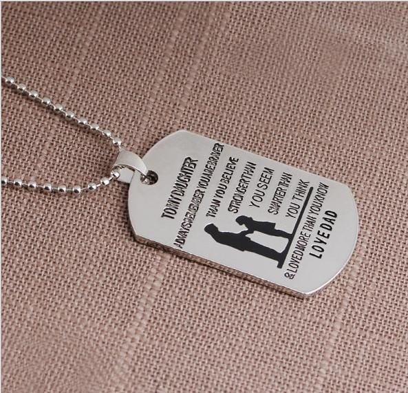 Stainless Steel Pendant Necklaces Engrave Name Love Daughter ID Tag Necklaces Customized Logo Jewelry (dad to daughter)