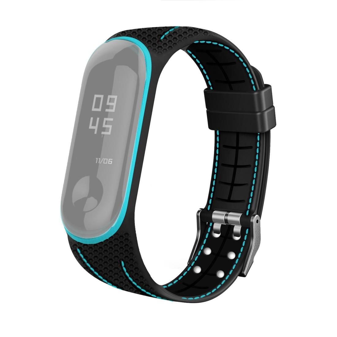 For Xiaomi Mi Band 4 / 3 Silicone Two-color Thread Replacement Strap Watchband, Style:Honeycomb Texture (Blue)