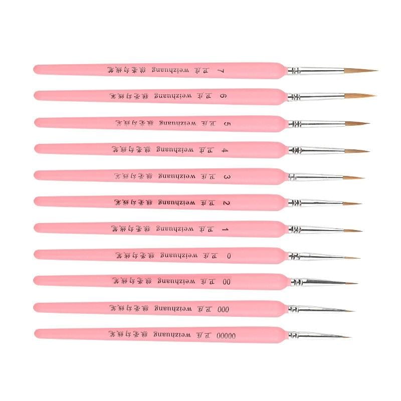 11 PCS Full Sets WeiZhuang Hook Line Pen Painting Hand-painted Watercolor Wolf Mint Hook Line Pen Painting Stroke Thin Line Brush, Color:Pink