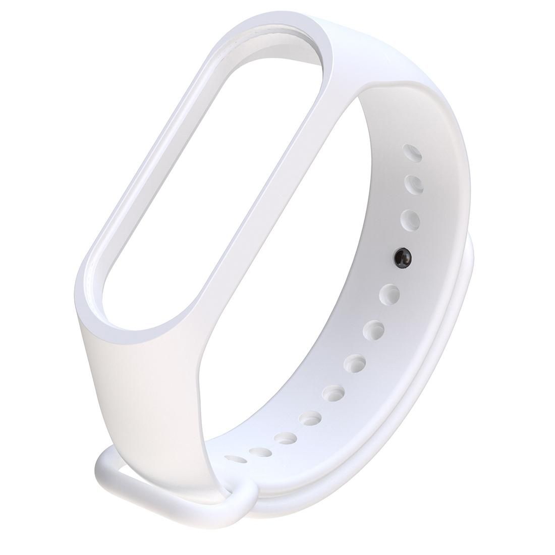 Bracelet Watch Silicone Rubber Wristband Wrist Band Strap Replacement for Xiaomi Mi Band 3 (White)