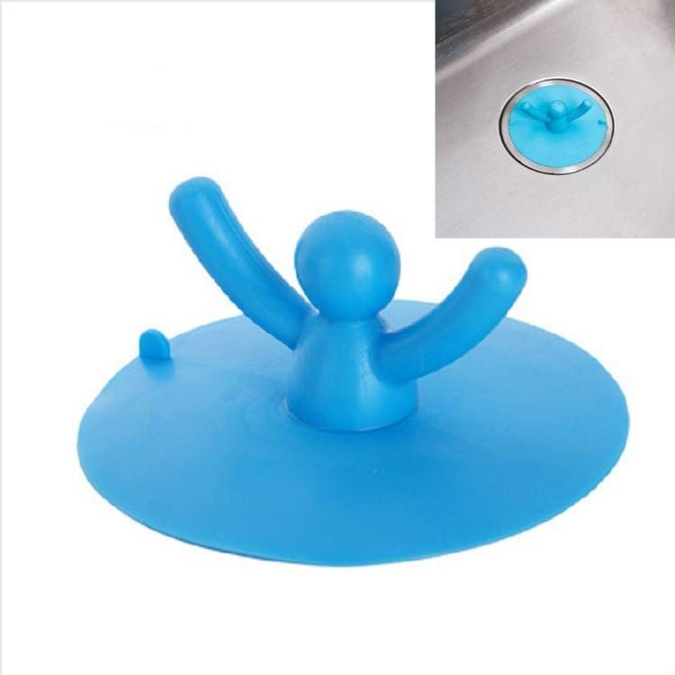 10 PCS Cartoon Cute Little People Shape Pool Water Stopper Silicone Floor Drain Cover Kitchen Anti-odor Sewer Cover (Blue)