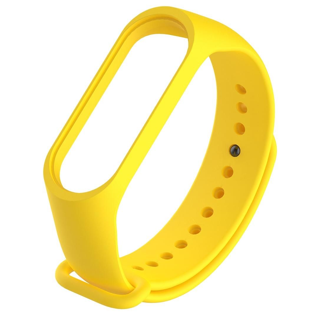 Bracelet Watch Silicone Rubber Wristband Wrist Band Strap Replacement for Xiaomi Mi Band 3 (Yellow)