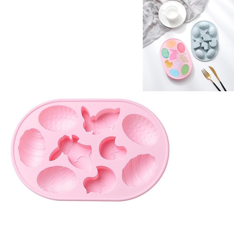 4 PCS Little Rabbit Egg Shape Making Ice Tray Silicone Mold Baking Epoxy Mold (Pink)