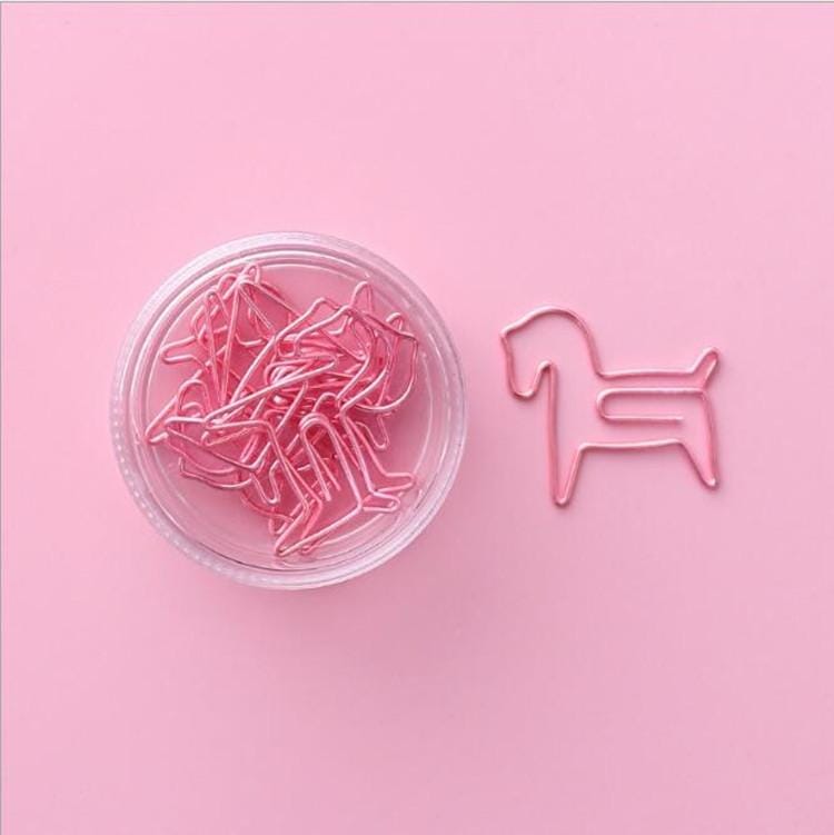 Creative Cartoon Hollow Paper Clip Set Pink Cute Bookmark Pin Clip Stationery Office Supplies (Horse)