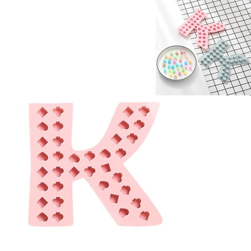 4 PCS DIY Silicone Ice Tray Mold Letter K Shape Chocolate Fudge Crystal Epoxy Mold (Pink)