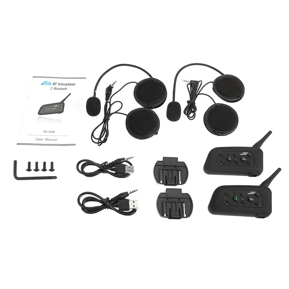 2 Sets V6-1200 Motorcycle Bluetooth Headset / Intercom 1200M - EU Plug