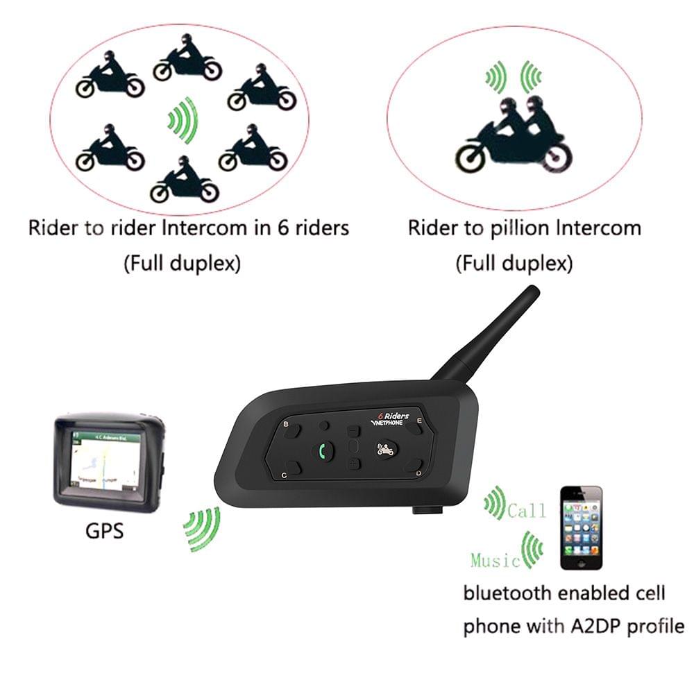 2 Sets V6-1200 Motorcycle Bluetooth Headset / Intercom 1200M - EU Plug