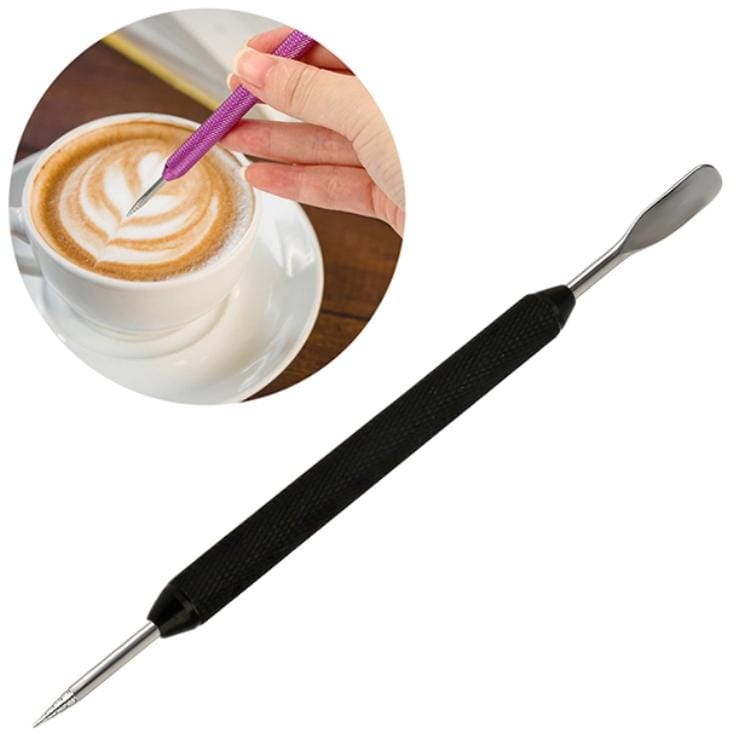 Fancy Coffee Pull Flower Needle Stainless Steel Carved Rod Crochet Flower Needle (Black)