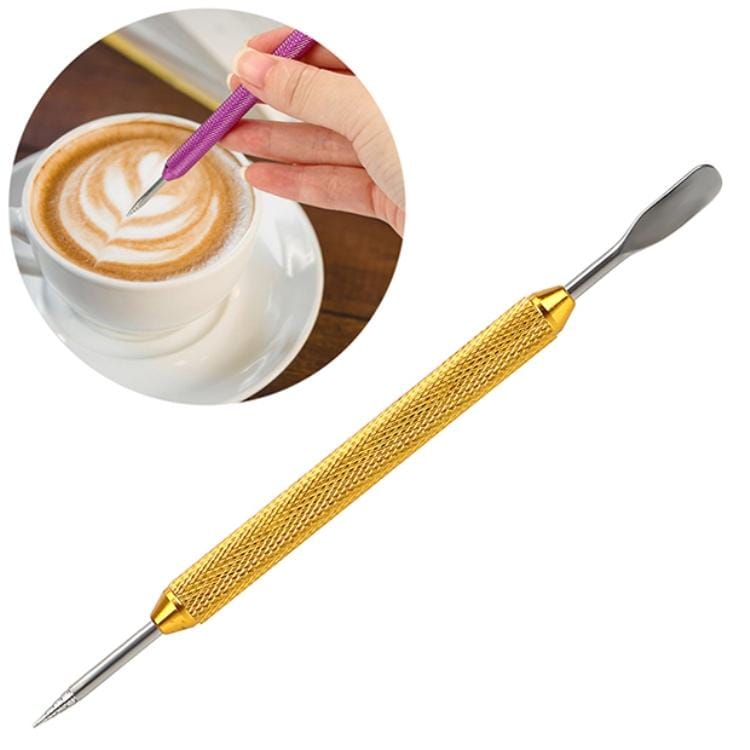 Fancy Coffee Pull Flower Needle Stainless Steel Carved Rod Crochet Flower Needle (Gold)