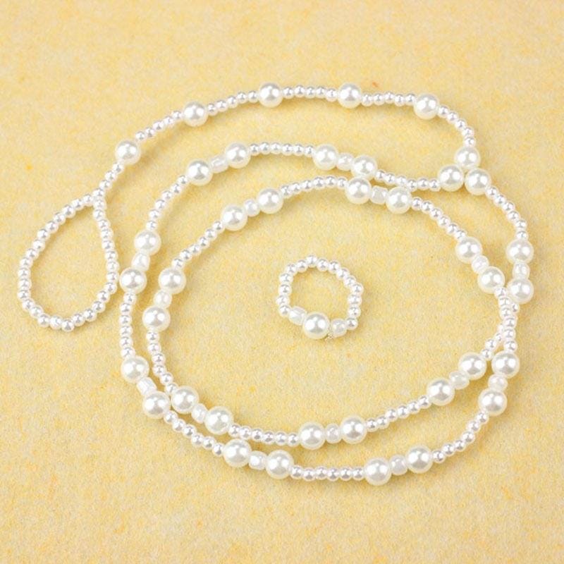 2PCS Women Double-deck Pearl Ankle Bracelet