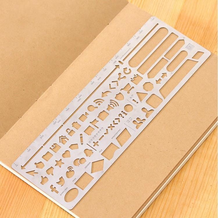 Multifunctional Stainless Steel Hollow Diary Template Ruler, Size:13.8�6.8cm (Style 2)