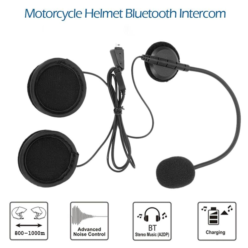 2PCS Motorcycle Helmet Bluetooth Intercoms Wireless - EU Plug