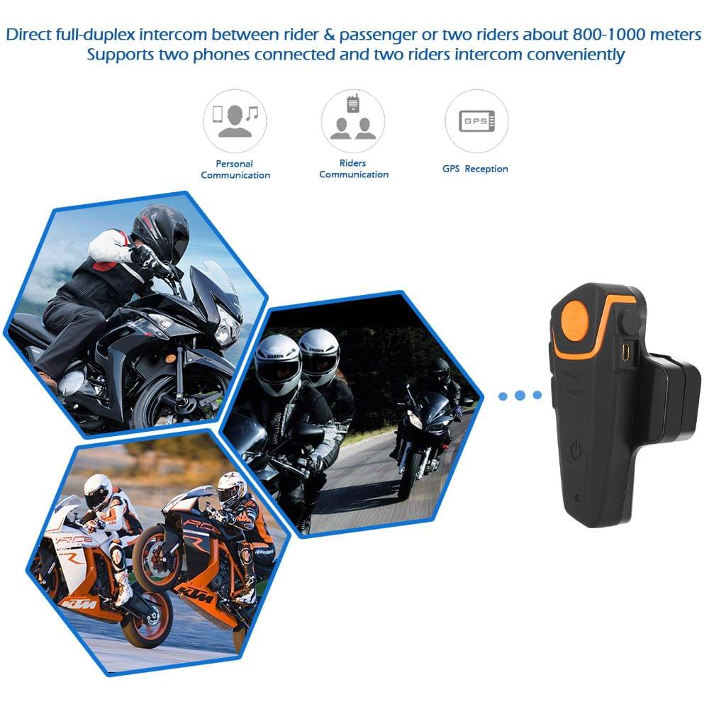 2PCS Motorcycle Helmet Bluetooth Intercoms Wireless - EU Plug