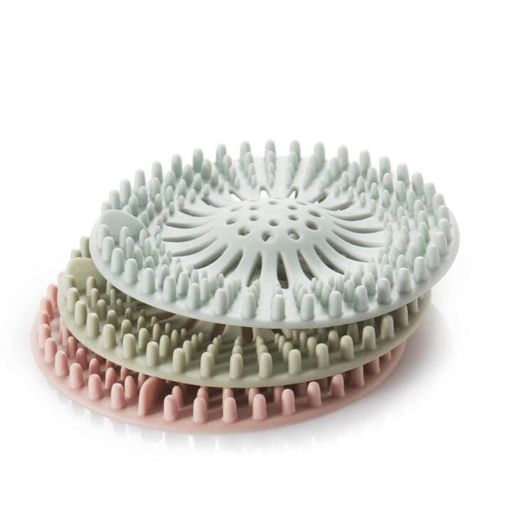 10 PCS Bathroom Kitchen Hair filter Mesh Sink Anti-clogging Silicone Floor Drain Mat (Blue)