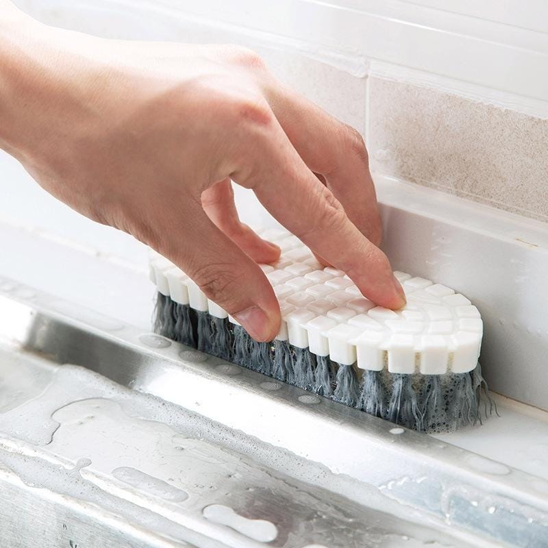 4 PCS Kitchen Stove Bendable Cleaning Brush Bathroom Tile Bathtub Laundry Brush (Gray)
