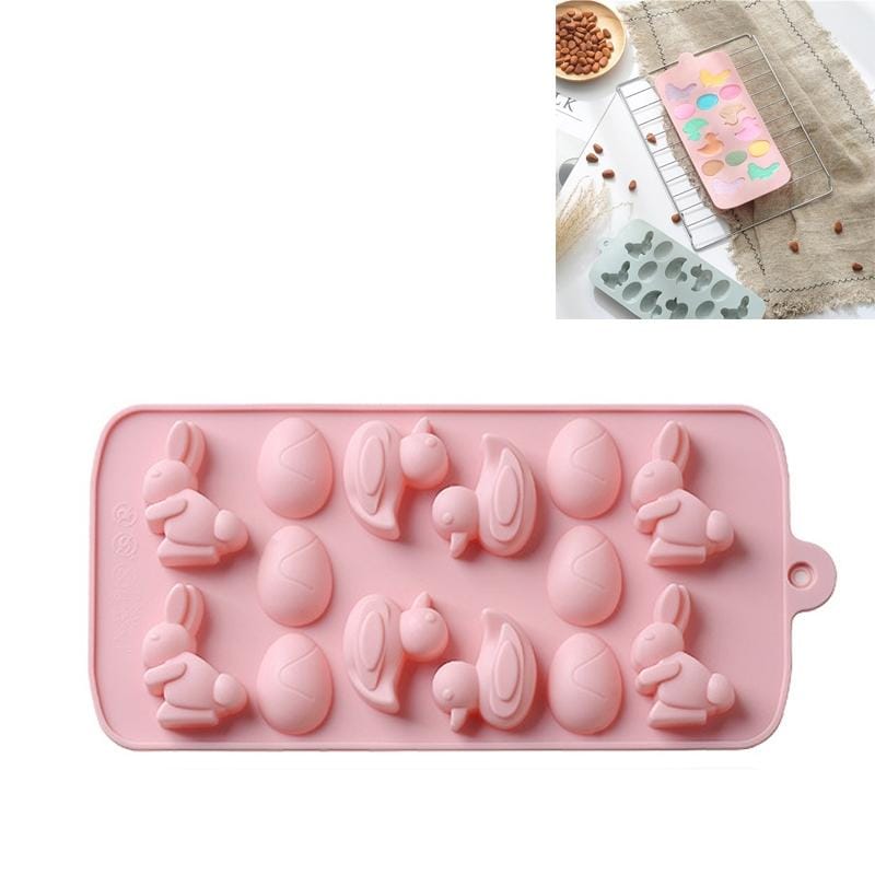6 PCS Duckling Egg Silicone Chocolate Ice Tray Fondant Mould Cartoon Shape Pudding Baking Mould (Pink)