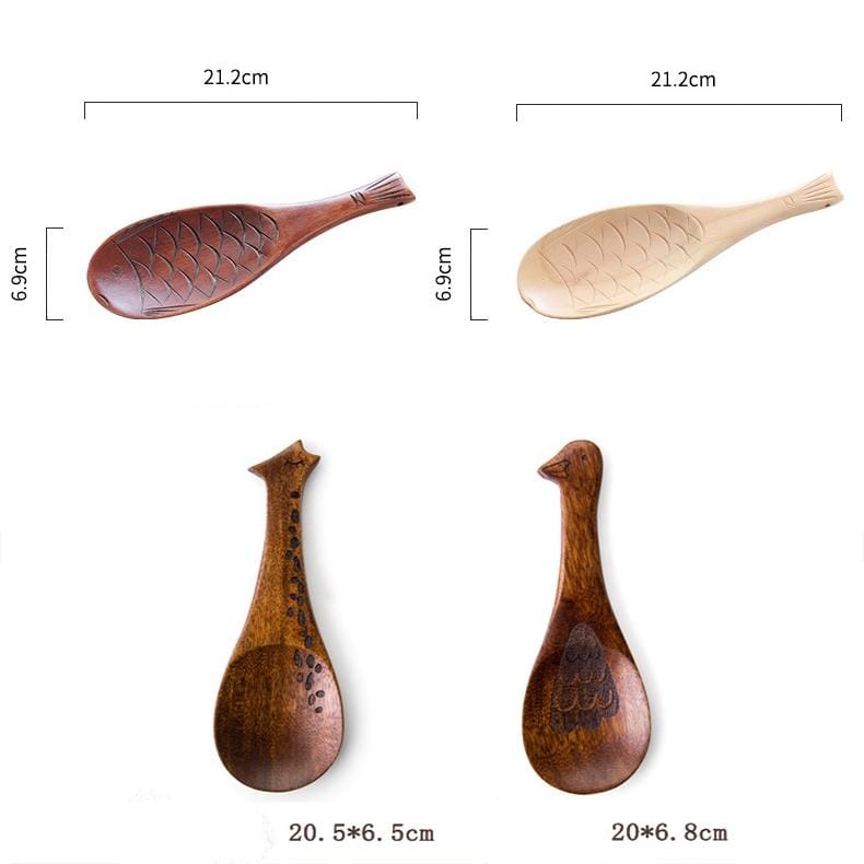 Wooden Animal-shaped Nanmu Rice Spoon, Random Style Delivery