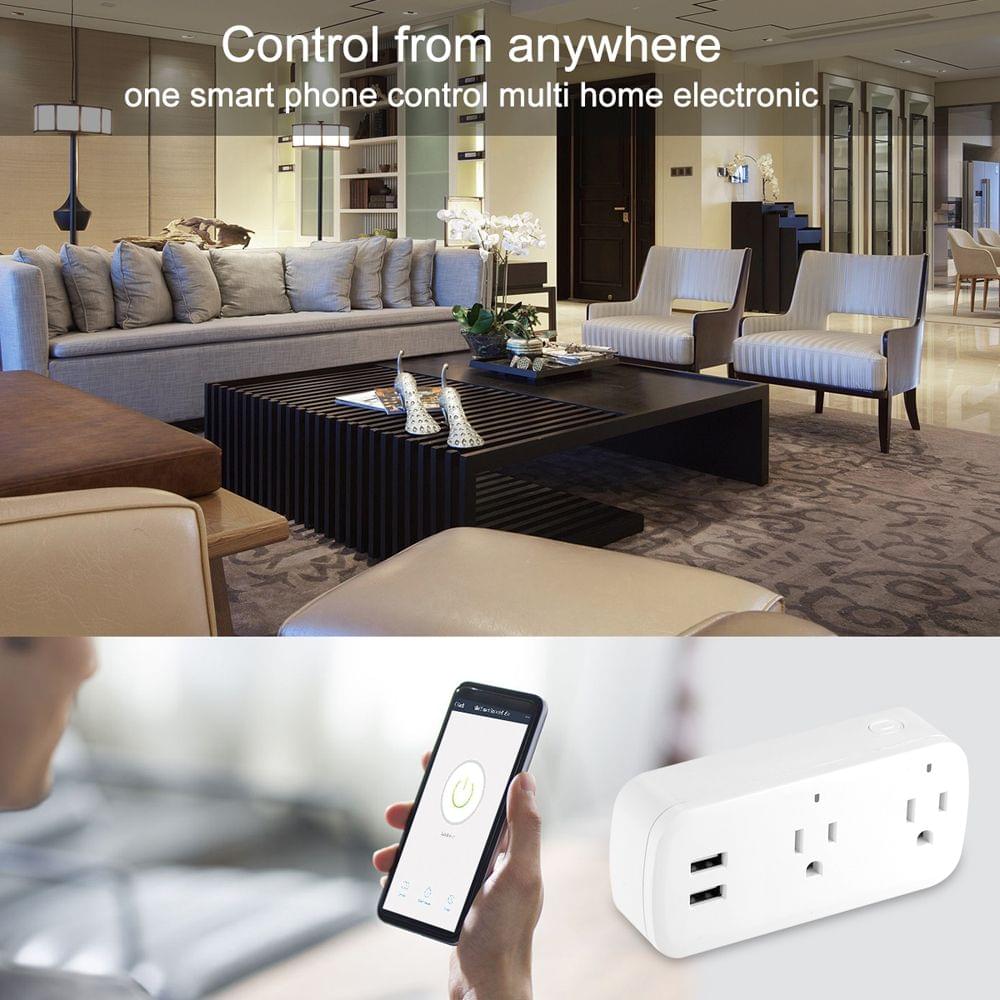 10A WiFi Smart Socket US Plug Dual AC USB Socket Smart Life - US Plug