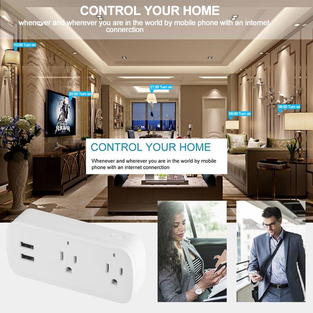 10A WiFi Smart Socket US Plug Dual AC USB Socket Smart Life - US Plug