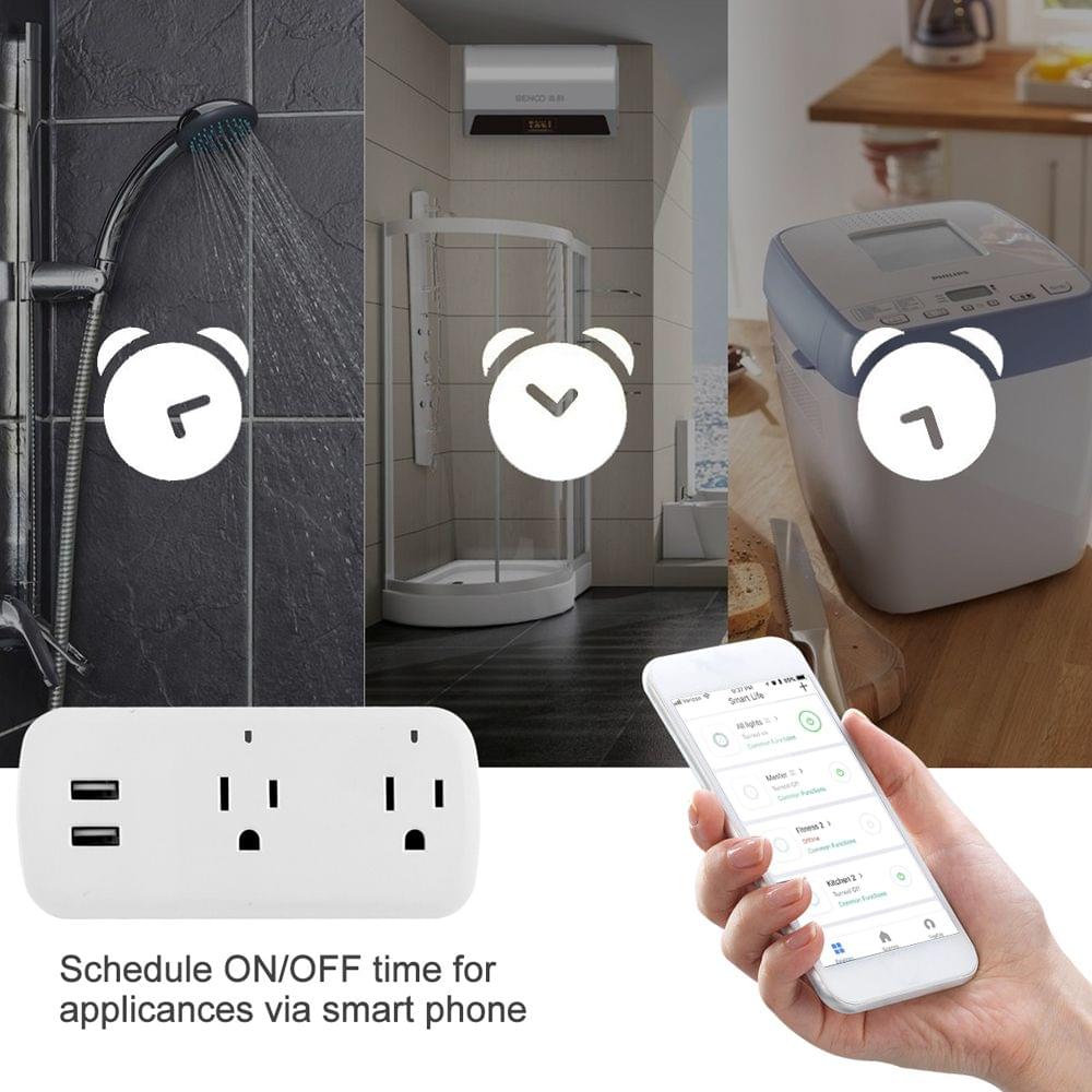 10A WiFi Smart Socket US Plug Dual AC USB Socket Smart Life - US Plug