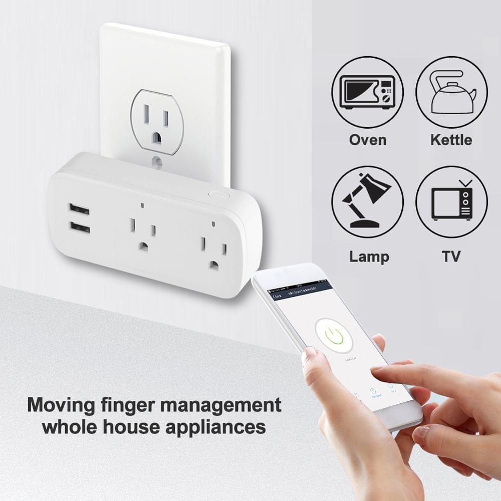 10A WiFi Smart Socket US Plug Dual AC USB Socket Smart Life - US Plug