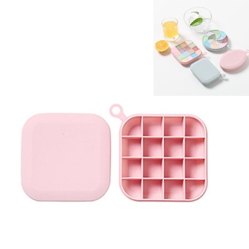 4 PCS Home Creative Geometric Simple Ice Tray Mold with Lid DIY Ice Cube Homemade Box, Style:Square (Pink)