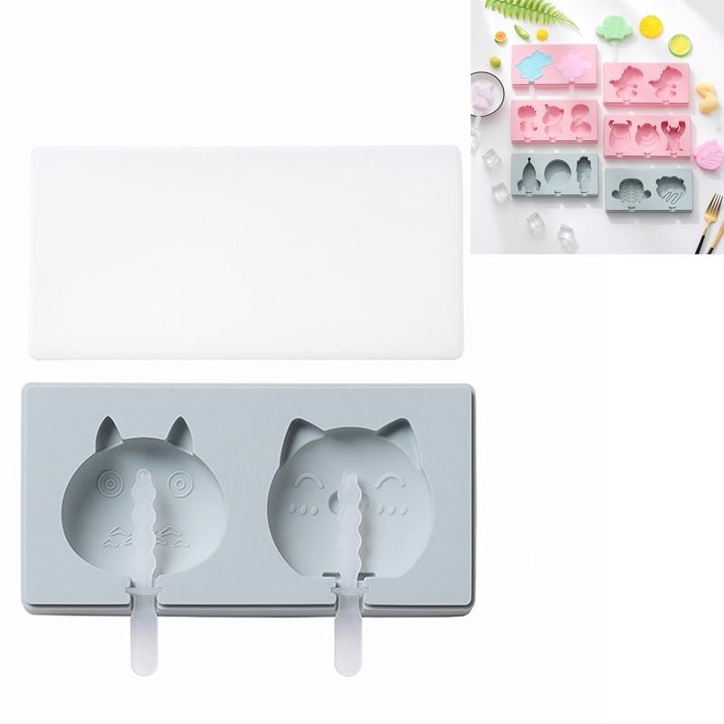 3 PCS Homemade Handmade DIY Cartoon Fruit with Lid Silicone Ice Cream Mold Making Ice Tray, Style:My Neighbor Totoro Pig (Blue)