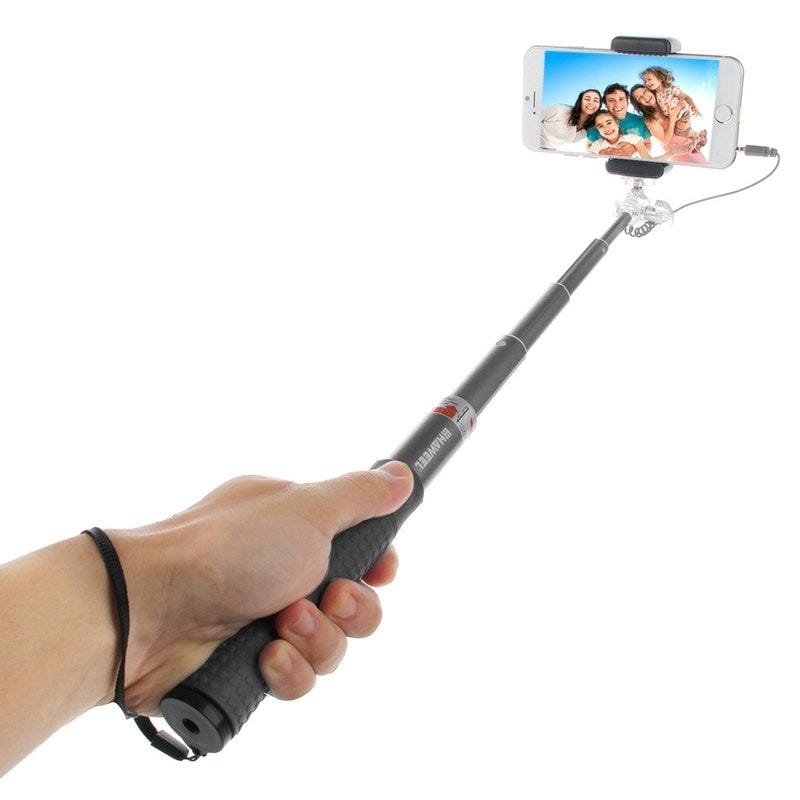 HAWEEL Wire Control Extendable Handheld Selfie Monopod with Tripod Holder & Clamp Mount for iPhone 6 & 6 Plus / Samsung / HTC, Max Length: 81cm (Grey)
