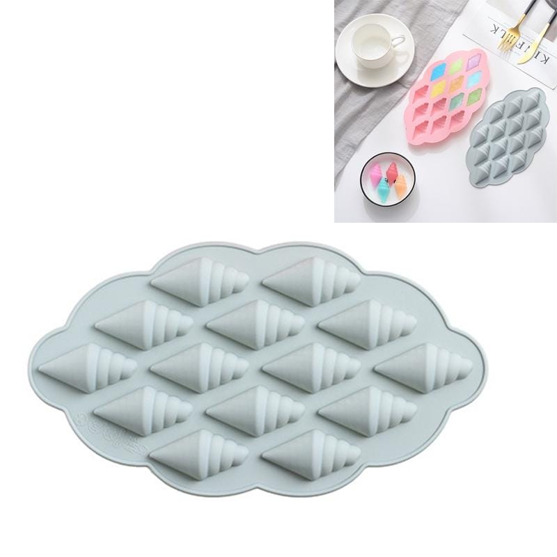 6 PCS Ice Cream Cone Shape Fondant Cake Silicone Mold Baking DIY Chocolate Dessert Mold Making Ice Tray (Blue)