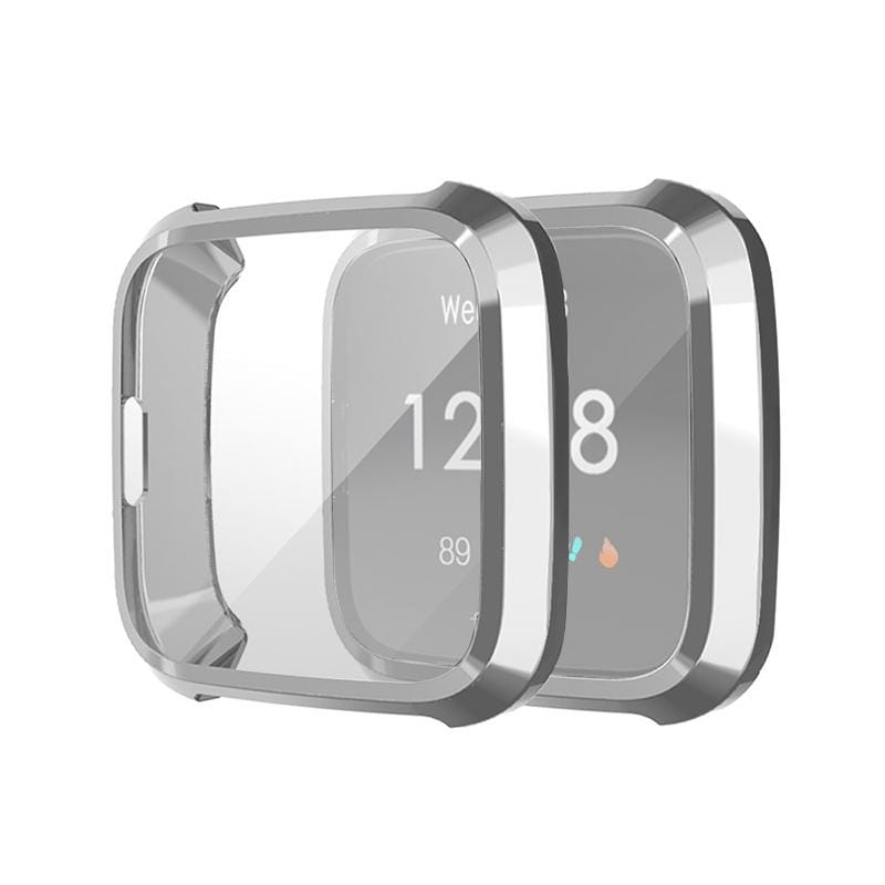 For Fitbit Versa Lite Smart Watch Full Coverage Plating TPU Protective Case (Grey)