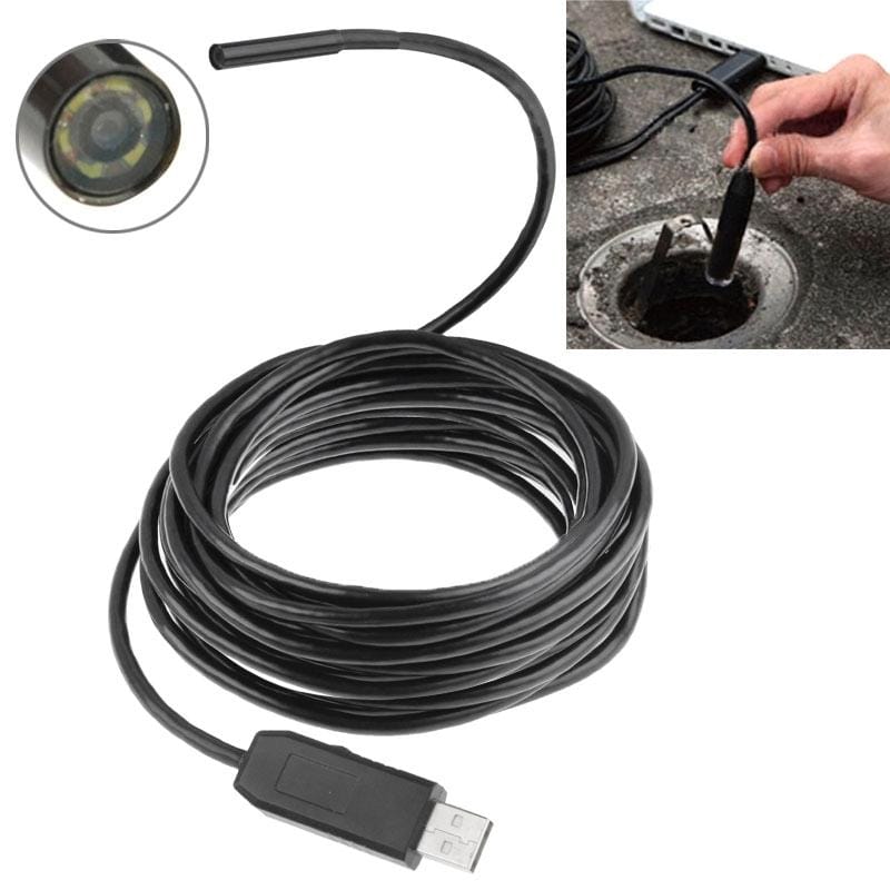Waterproof USB Endoscope Snake Tube Inspection Camera with 6 LED, Length: 15m, Lens Diameter: 7mm (Black)