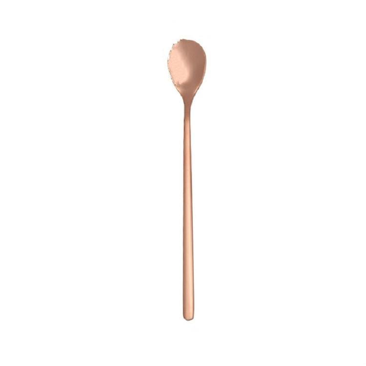 2 PCS Stainless Steel Spoon Creative Coffee Spoon Bar Ice Spoon Gold Plated Long Stirring Spoon, Style:Round Spoon, Color:Rose Gold