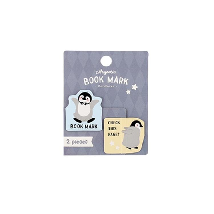 2 PCS Creative Cute Cartoon Magnet Bookmark Small Animal Book Page Folder (Penguin)