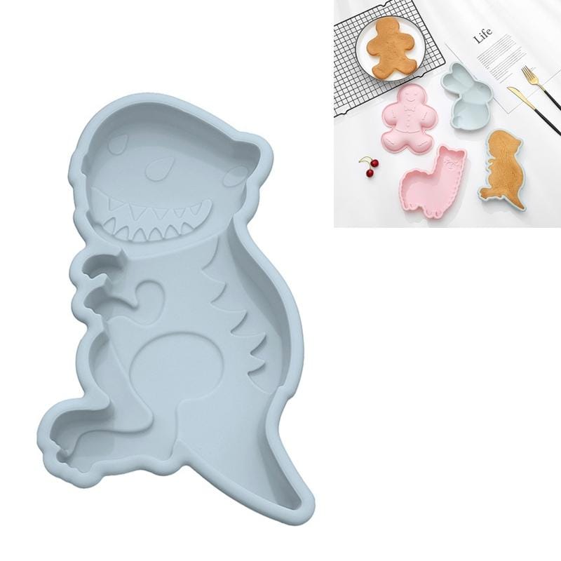 6 PCS Cartoon Animal Shape Silicone Non-cut high Temperature Baking Cake Mold, Style:Dinosaur (Blue)