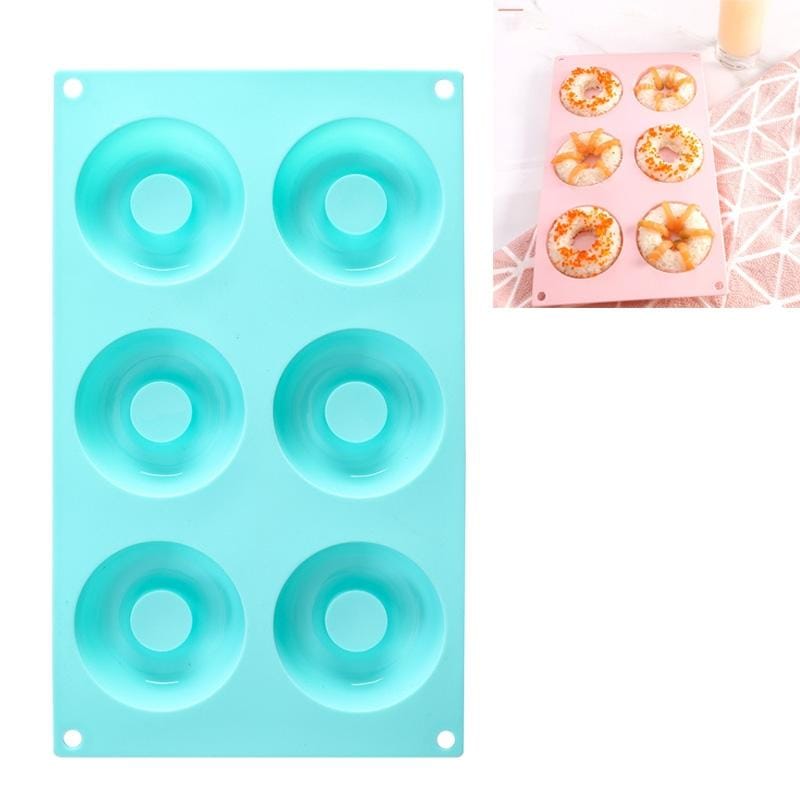 4 PCS 6 Grid Donuts Silicone Sushi Bread Mold DIY Oven Baking Tools (Green Bicolor )