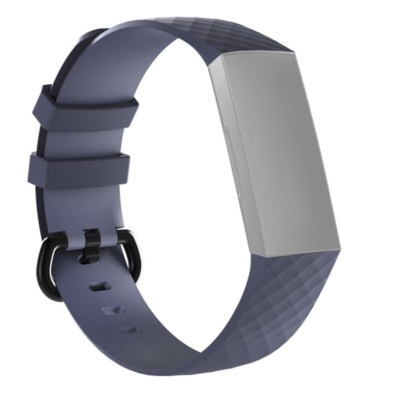 Diamond Pattern Silicone Wrist Strap Watch Band for Fitbit Charge 4 Large Size:210*18mm (Gray)