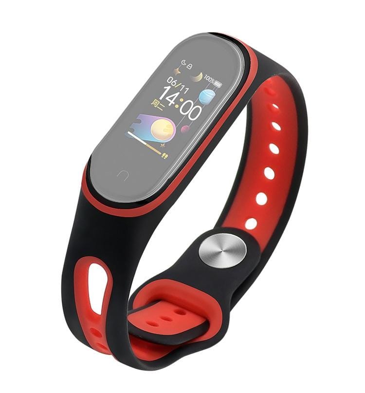 For Xiaomi Mi Band 4 Two-color U Shape Silicone Replacement Strap Watchband (Black Red)