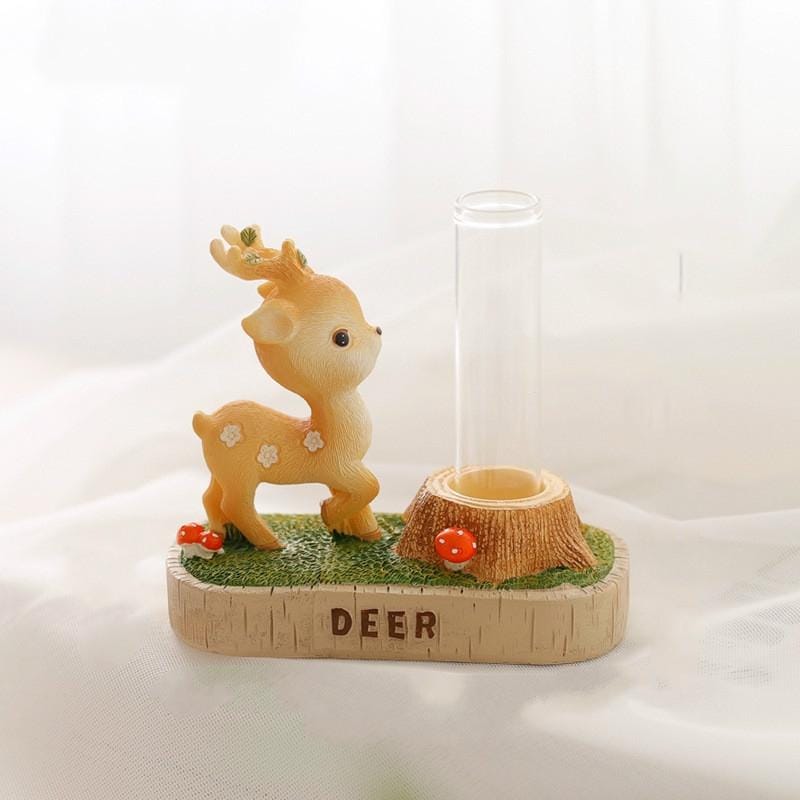 Cute Cartoon Deer Multi-function Pen Holder Resin Decoration ( Dream Deer Hydroponment A)