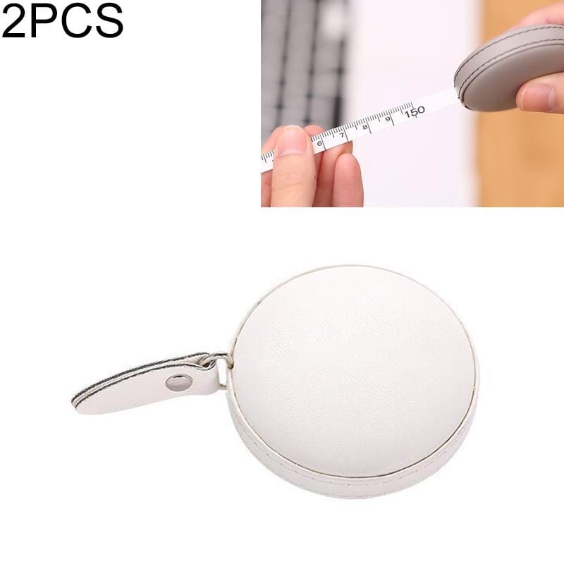 2 PCS Mini Tape Measure Cute Portable PU Measuring Ruler Measuring Bust Hips Waist Soft Tape (Beige)