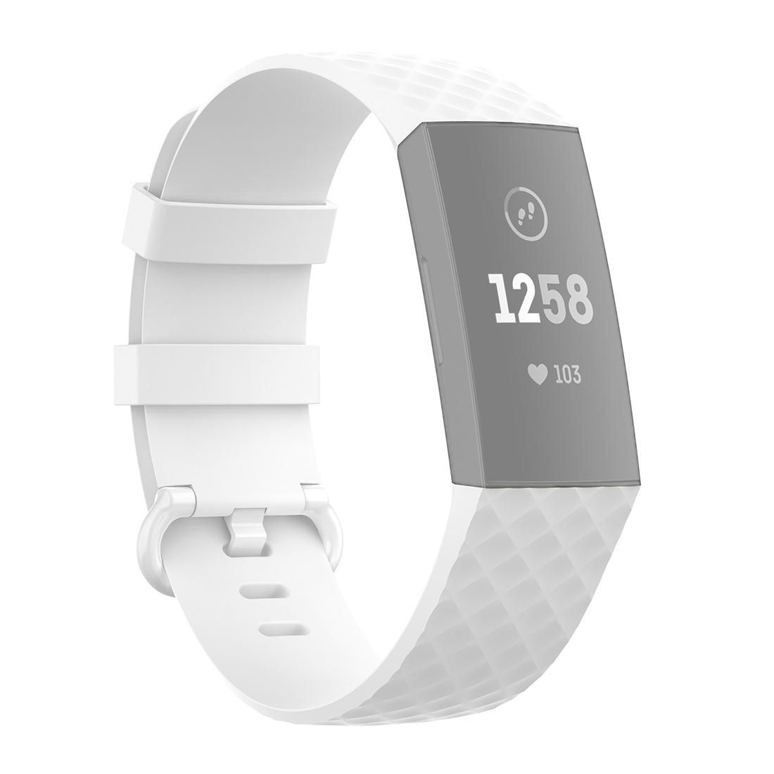 Color Buckle TPU Wrist Strap Watch Band for Fitbit Charge 4 / Charge 3 / Charge 3 SE, Size: L (White)