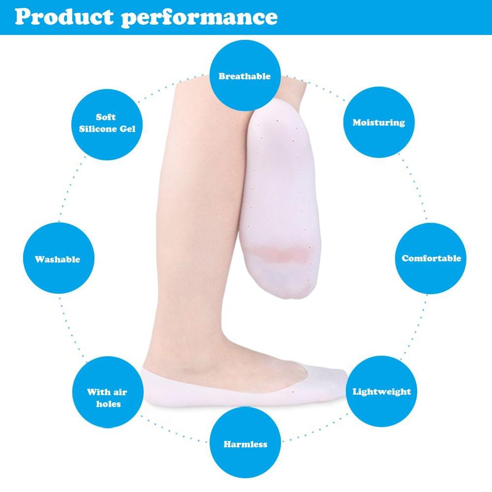 1Pair Soft Silicone Moisturizing Gel Heel Socks Cracked Foot