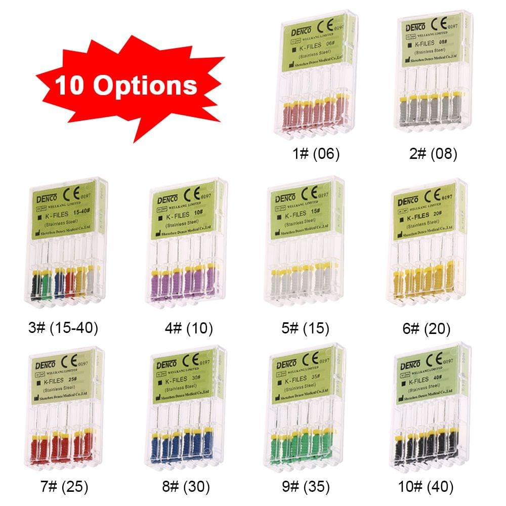 6PCS K-type File Endodontic Root Canal Manual K-Files - 15-40