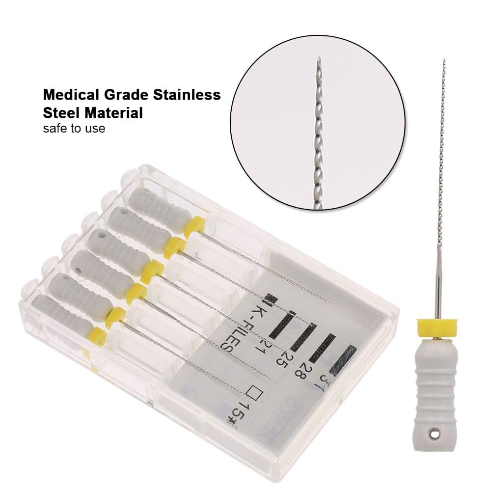 6PCS K-type File Endodontic Root Canal Manual K-Files - 15-40