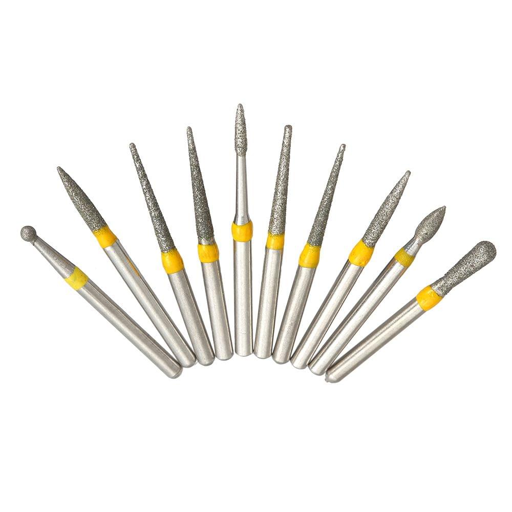 10pcs Dental Diamond Burs High Speed Handpiece Drill Bits