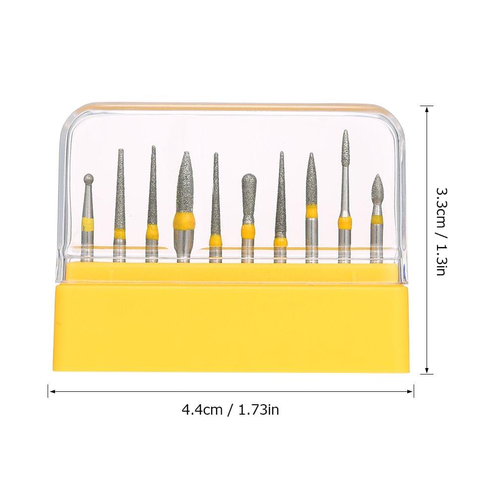 10pcs Dental Diamond Burs High Speed Handpiece Drill Bits