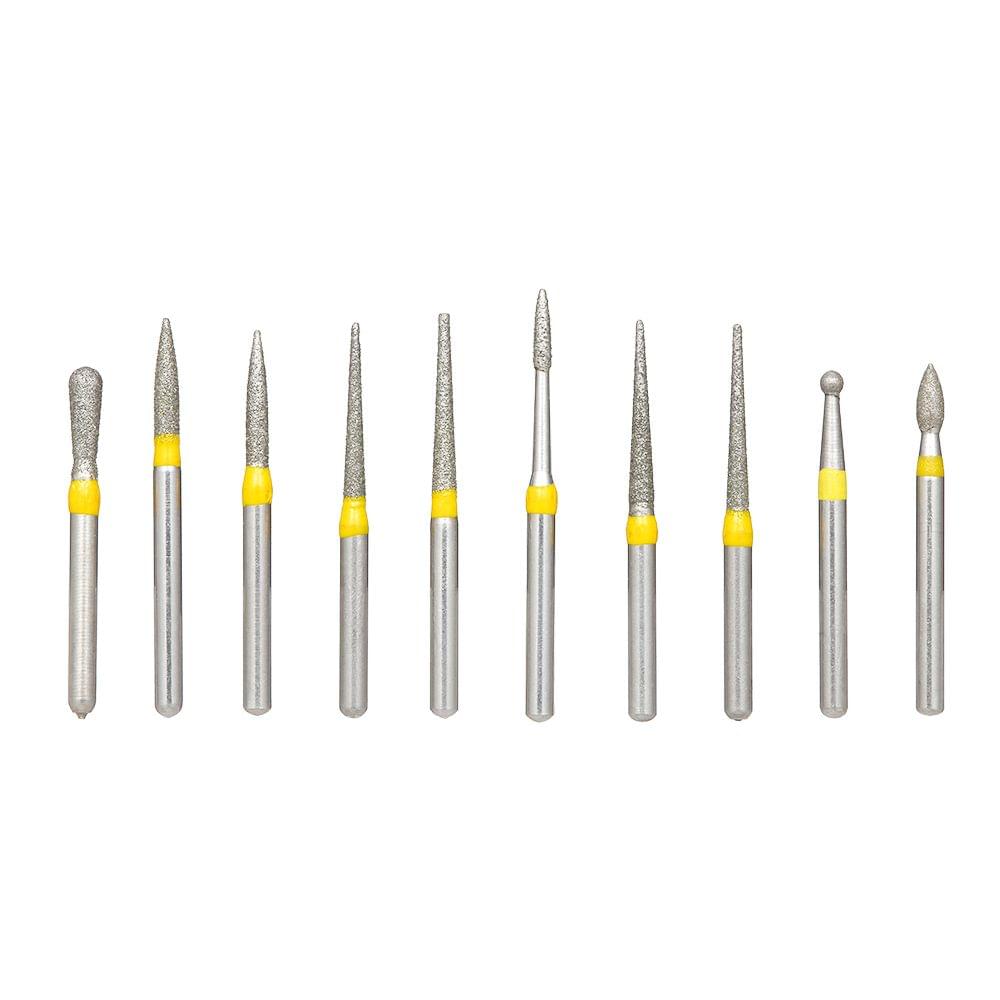 10pcs Dental Diamond Burs High Speed Handpiece Drill Bits